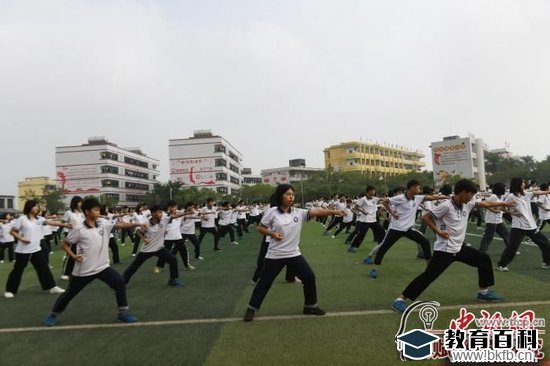 图为福绵镇第二初级中学十八路荘武术操。 蒋雪林 摄